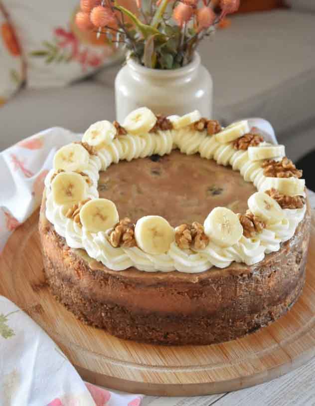 Banánlekváros-diós sajttorta