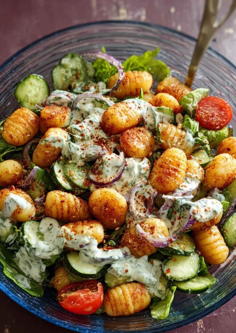 Ropogós gnocchi saláta
