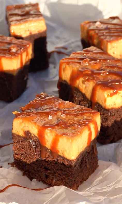 Sós karamellás Brownie sajttorta